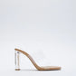 Nude Transparent Two Strap Heel Mules Sandals