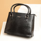 Jiha Black Croc Pattern Satchel Handbag / Sling Bag