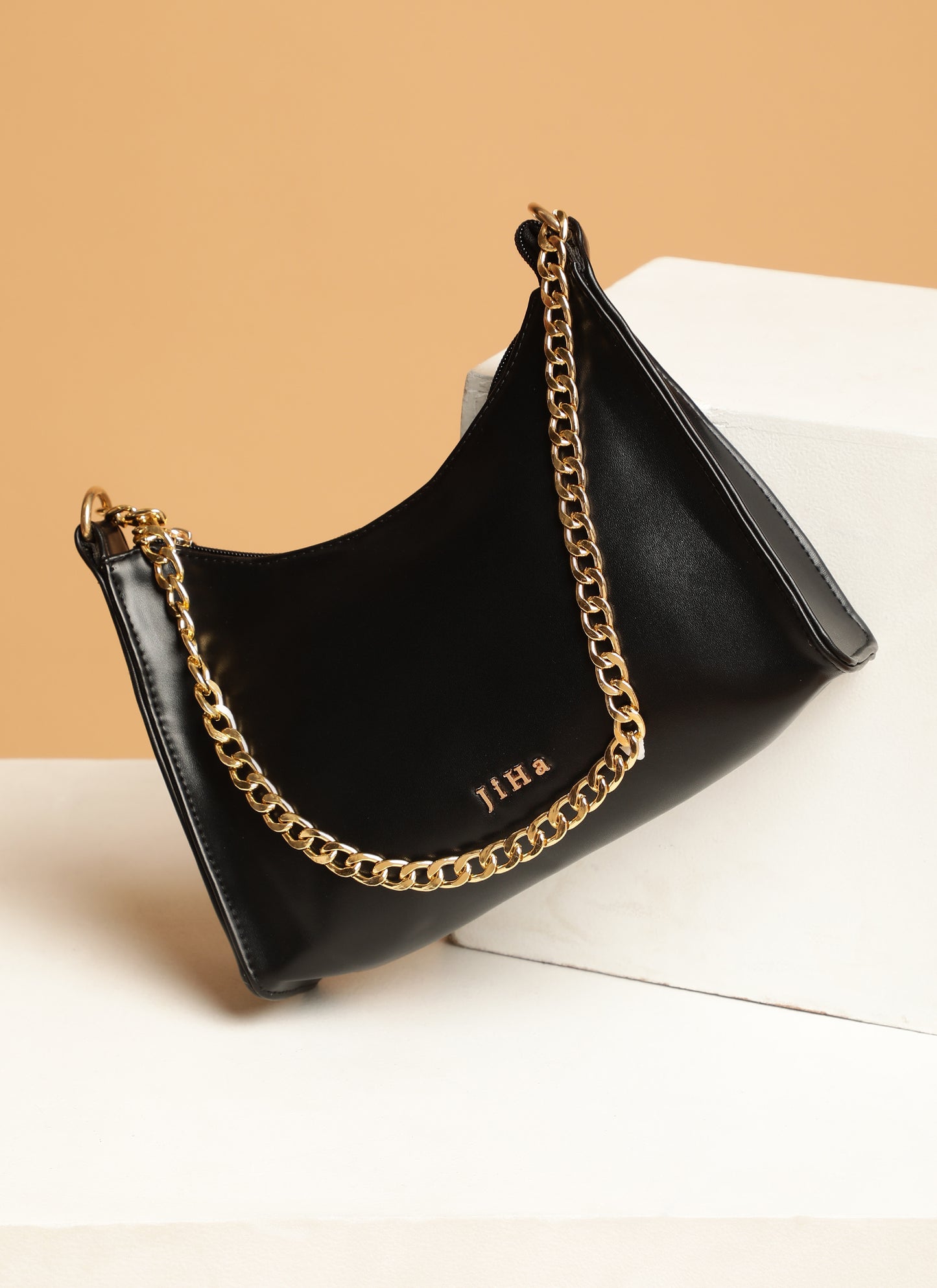 Black Chain Baguette Shoulder Bag