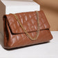 Tan Brown Quilted Double Chain Shoulder and Sling Bag