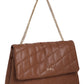 Tan Brown Quilted Double Chain Shoulder and Sling Bag