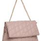 Mauve Pink Quilted Double Chain Shoulder and Sling Bag