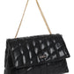 Black Quilted Double Chain Shoulder and Sling Bag