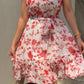 Red Halter Neck Floral Printed Dress