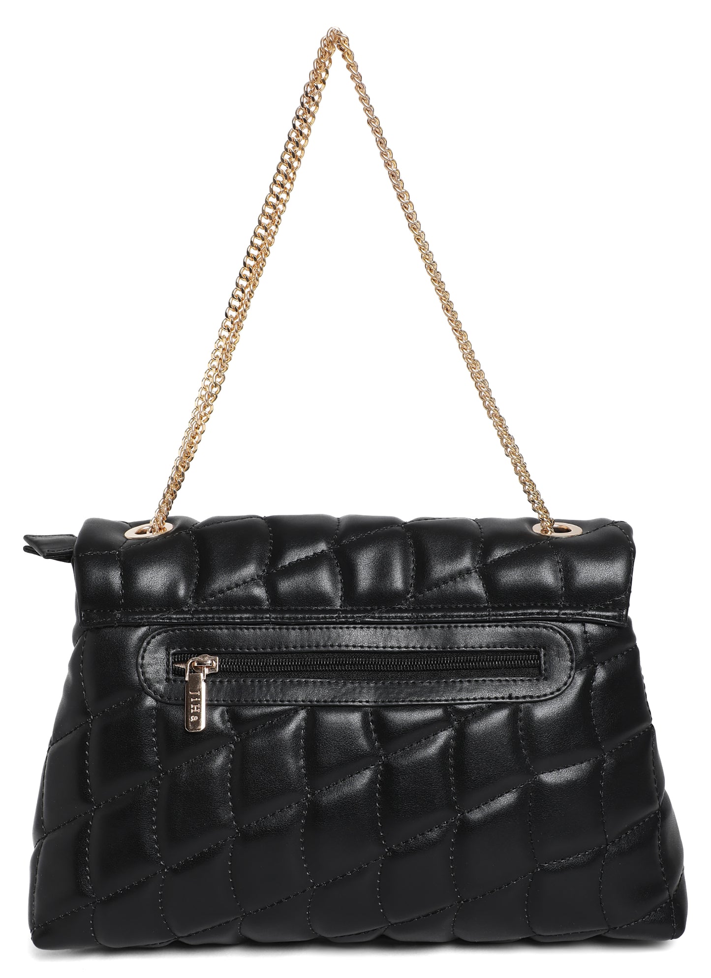 Black Quilted Double Chain Shoulder and Sling Bag