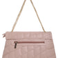 Mauve Pink Quilted Double Chain Shoulder and Sling Bag