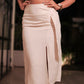 White Side Knot Slit Skirt