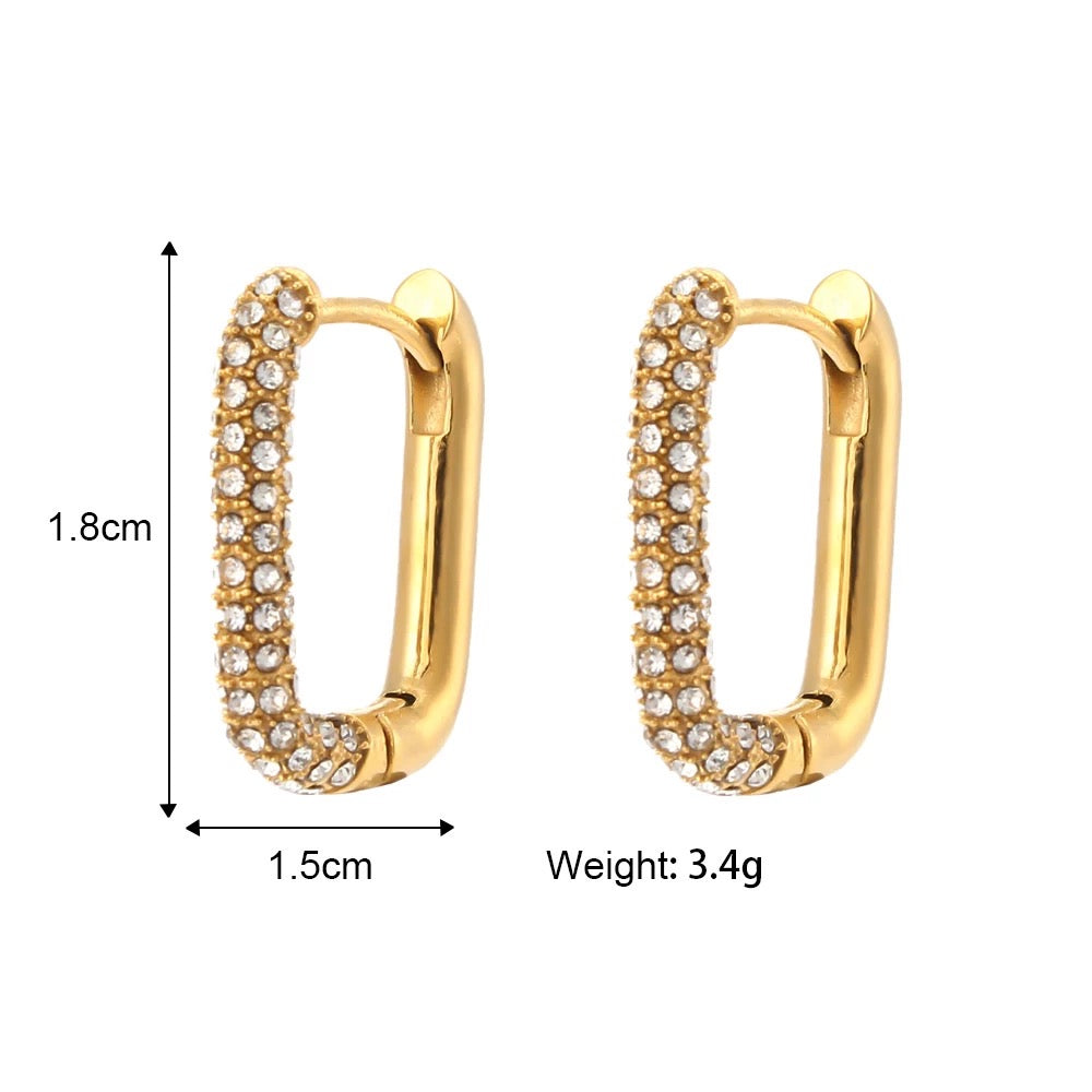 Rhinestone Rectangle Long Basic earrings