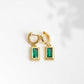 Emerald Green Rhinestone hoop Earrings