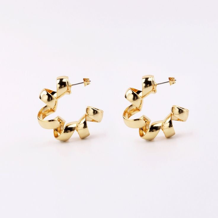 Twisted Spiral Gold Hoop earrings