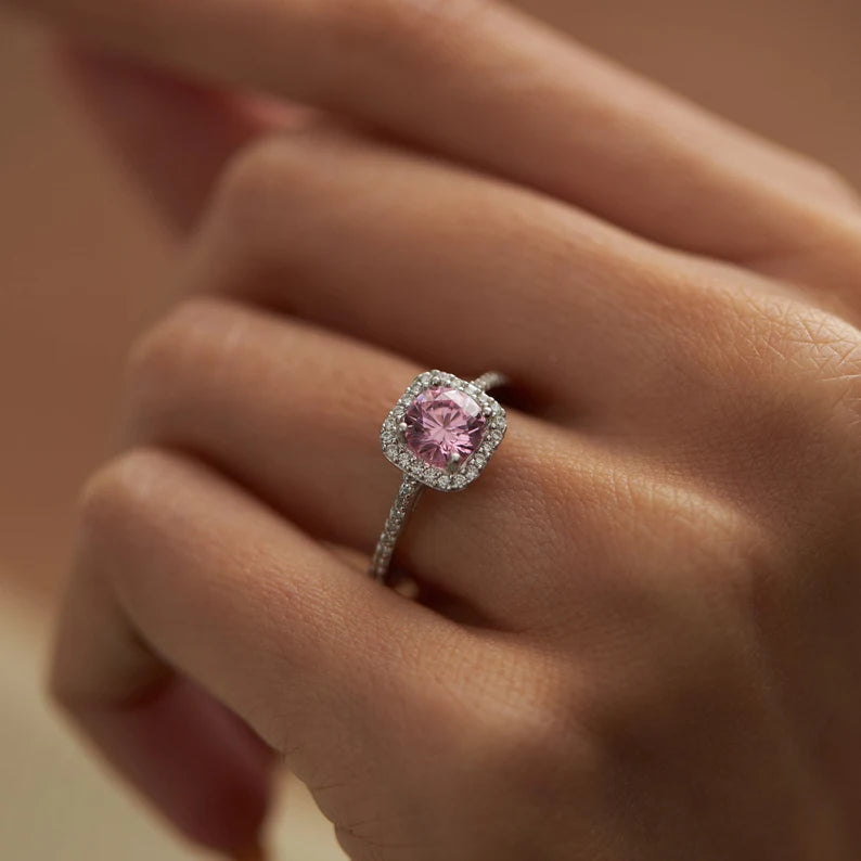 Pink Sterling Silver Ring