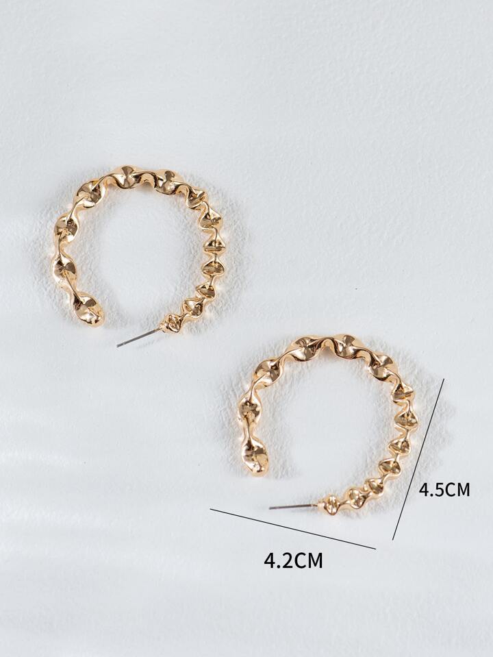 Gold Twisted Textured Hoop Earrings