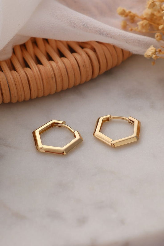 Minimalist Mini Pentagon Hoop  Earrings