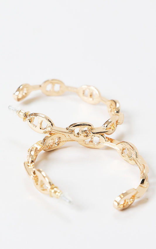 Gold Chain Hoop Earrings