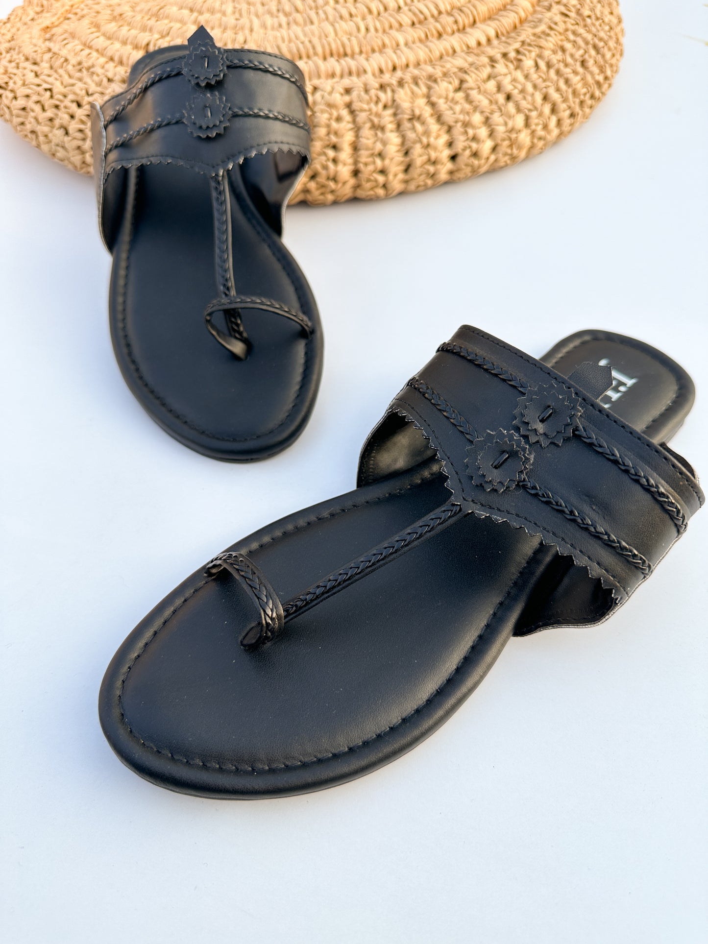 Black Basic Kolhapuri Chappal