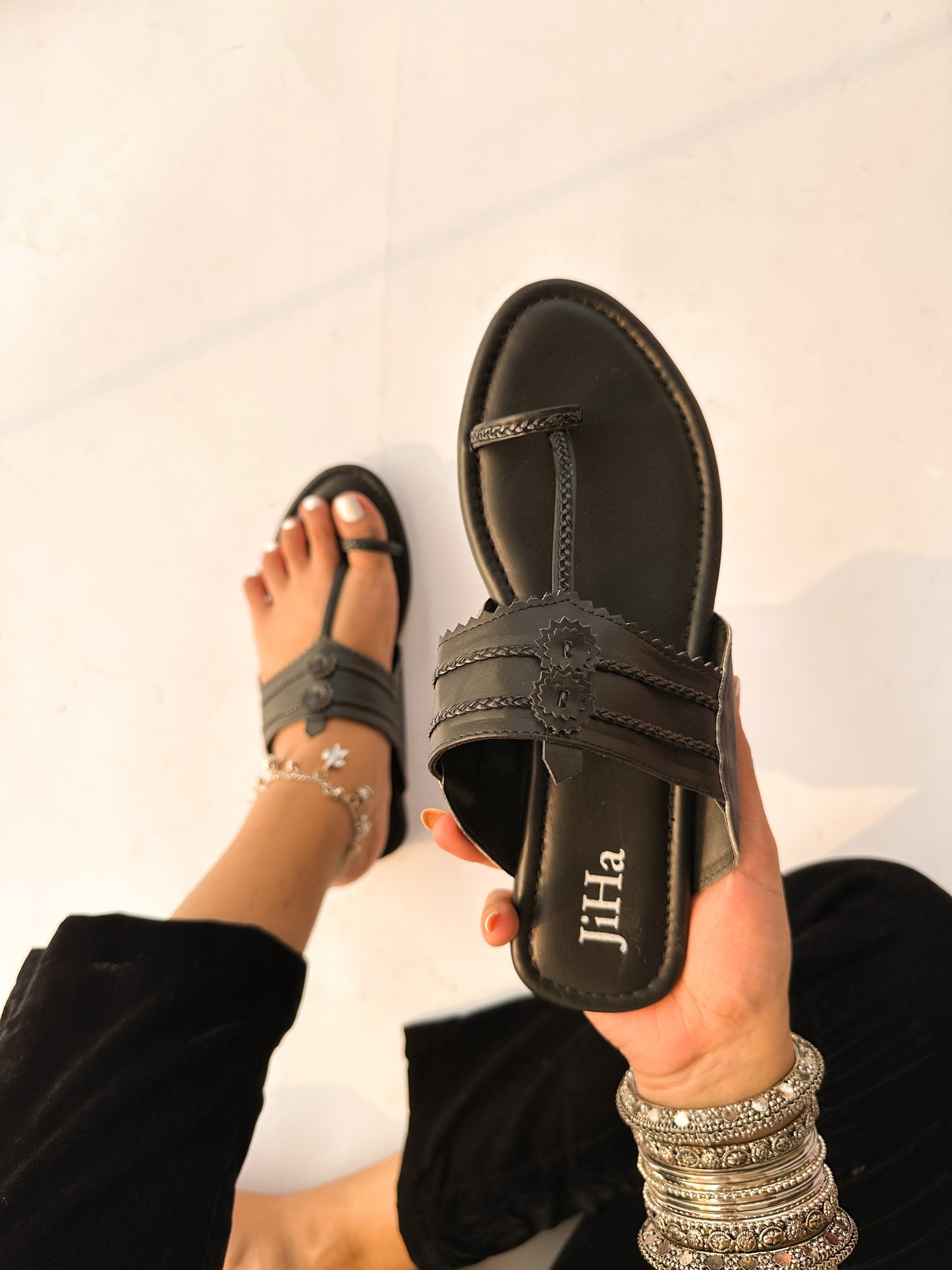 Black Basic Kolhapuri Chappal