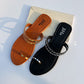 Tan Mirror Kolhapuri Chappal Flat