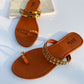 Tan Mirror Kolhapuri Chappal Flat