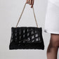 Black Quilted Double Chain Shoulder and Sling Bag