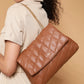 Tan Brown Quilted Double Chain Shoulder and Sling Bag