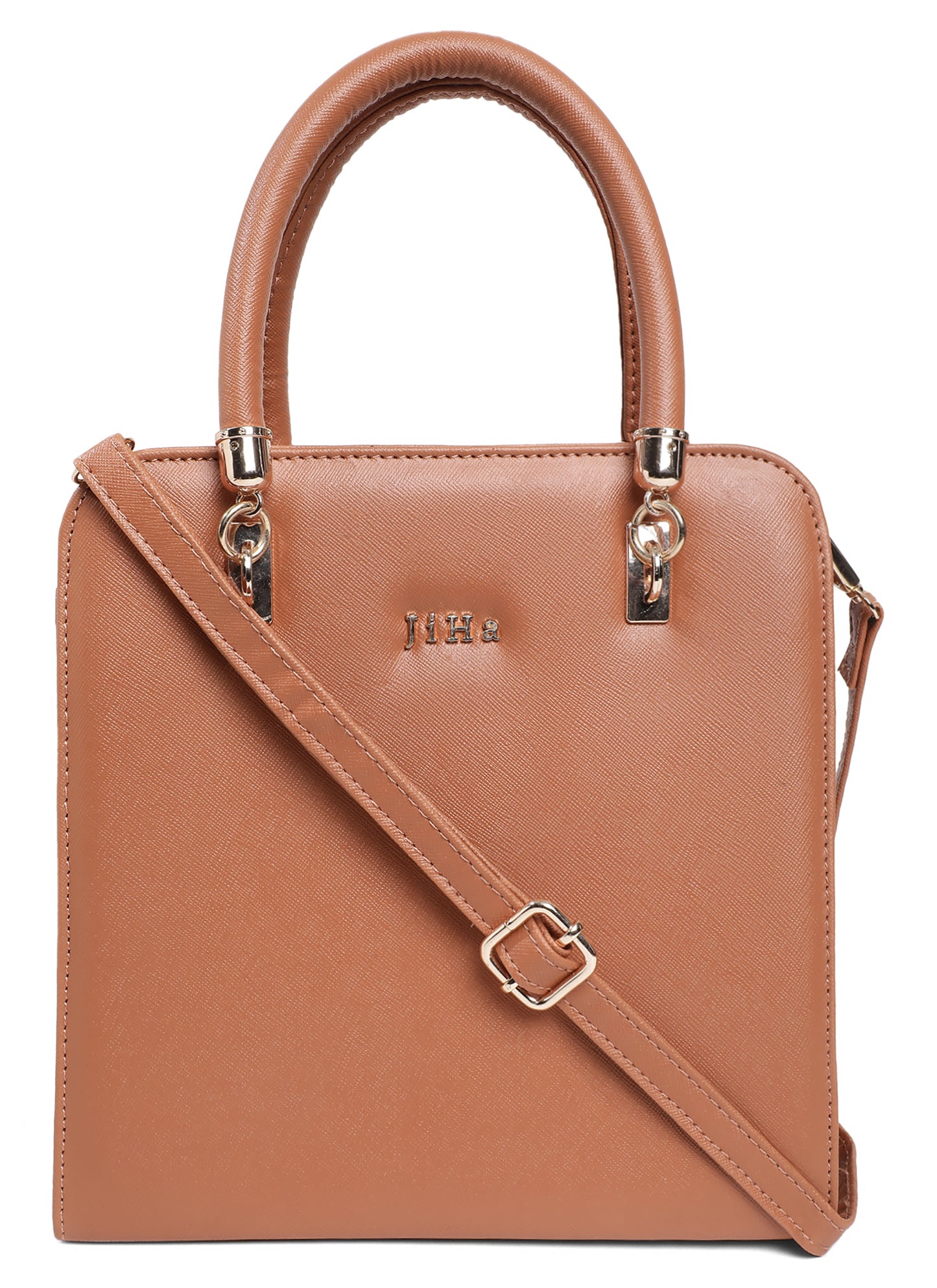 Jiha Faux Leather Tan Box Satchel Hand Bag / Sling Bag