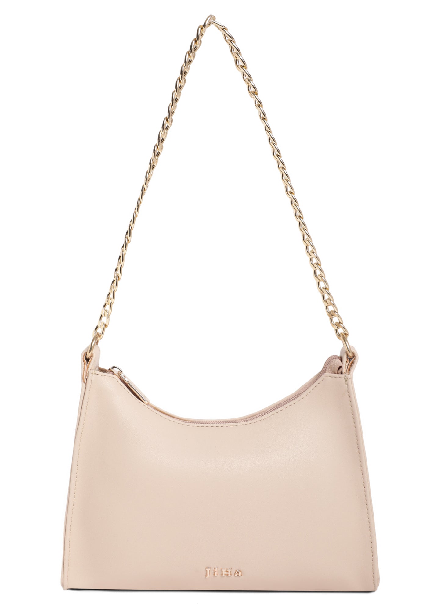 Beige Chain Baguette Shoulder Bag