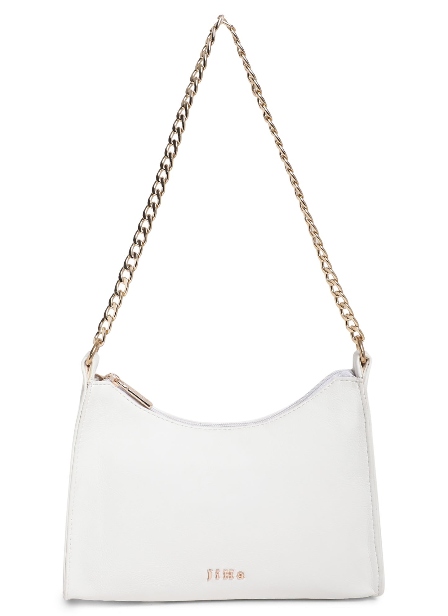 White Chain Baguette Shoulder Bag