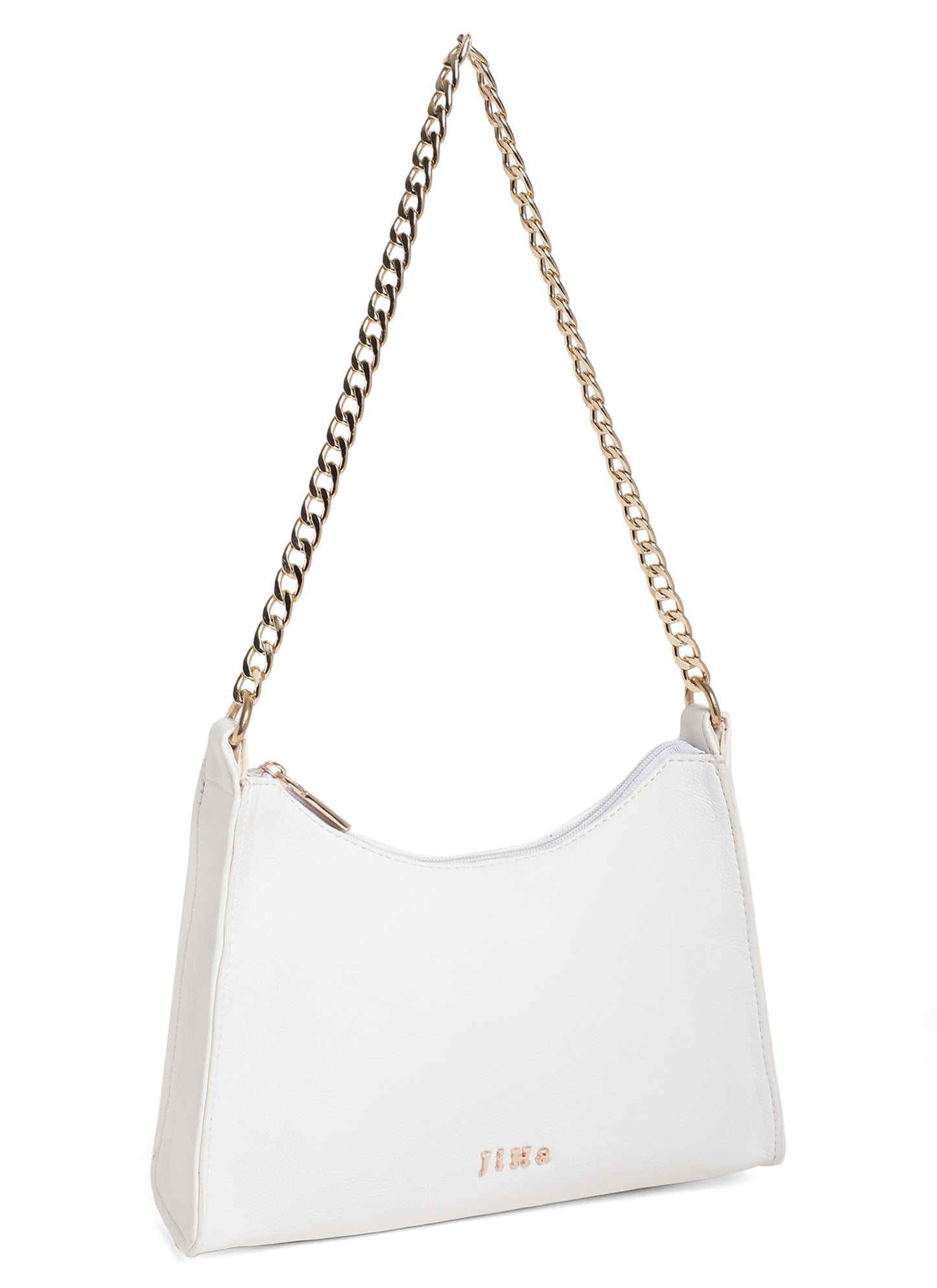 White Chain Baguette Shoulder Bag