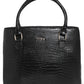 Jiha Black Croc Pattern Satchel Handbag / Sling Bag