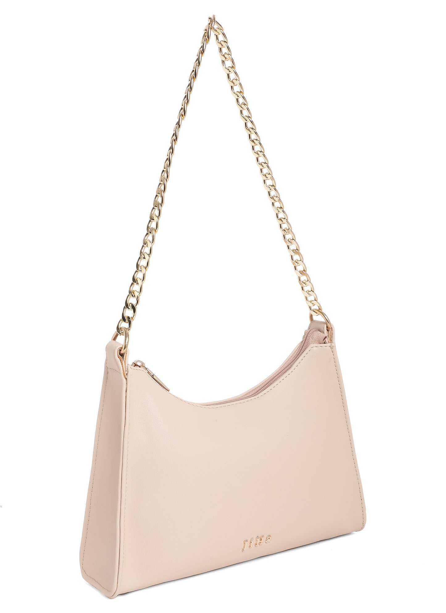 Beige Chain Baguette Shoulder Bag