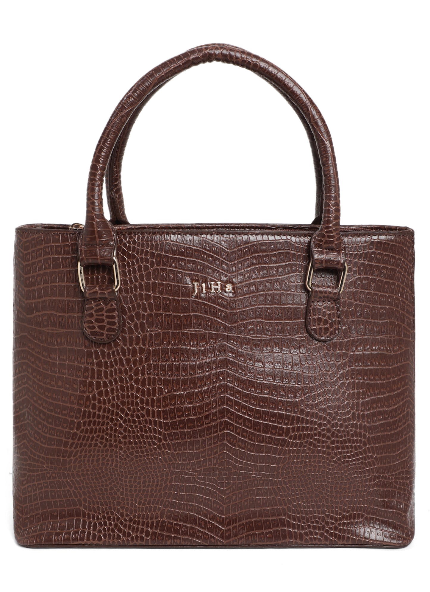 Jiha Brown Croc Pattern Satchel Handbag / Sling Bag