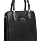 Jiha Faux Leather Black Box Satchel HandBag / Sling Bag