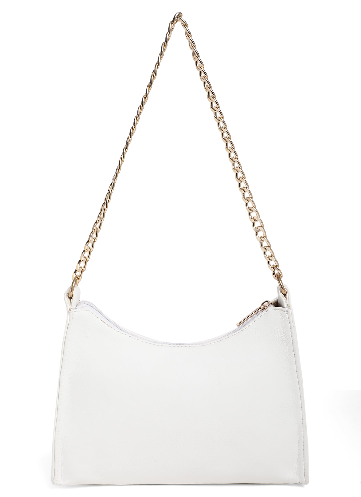 White Chain Baguette Shoulder Bag