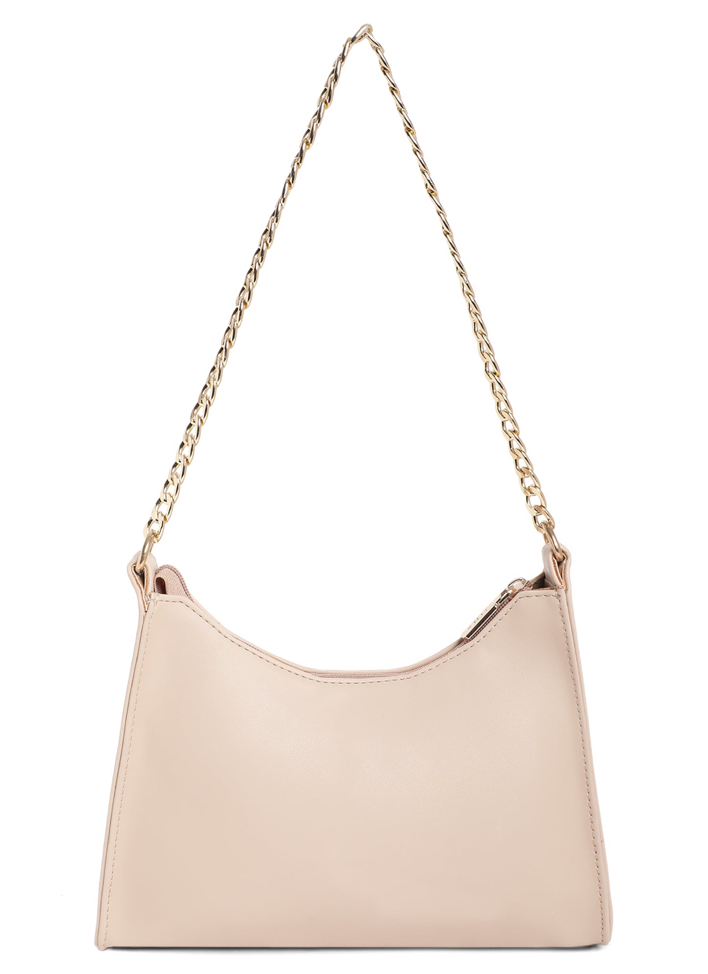 Beige Chain Baguette Shoulder Bag