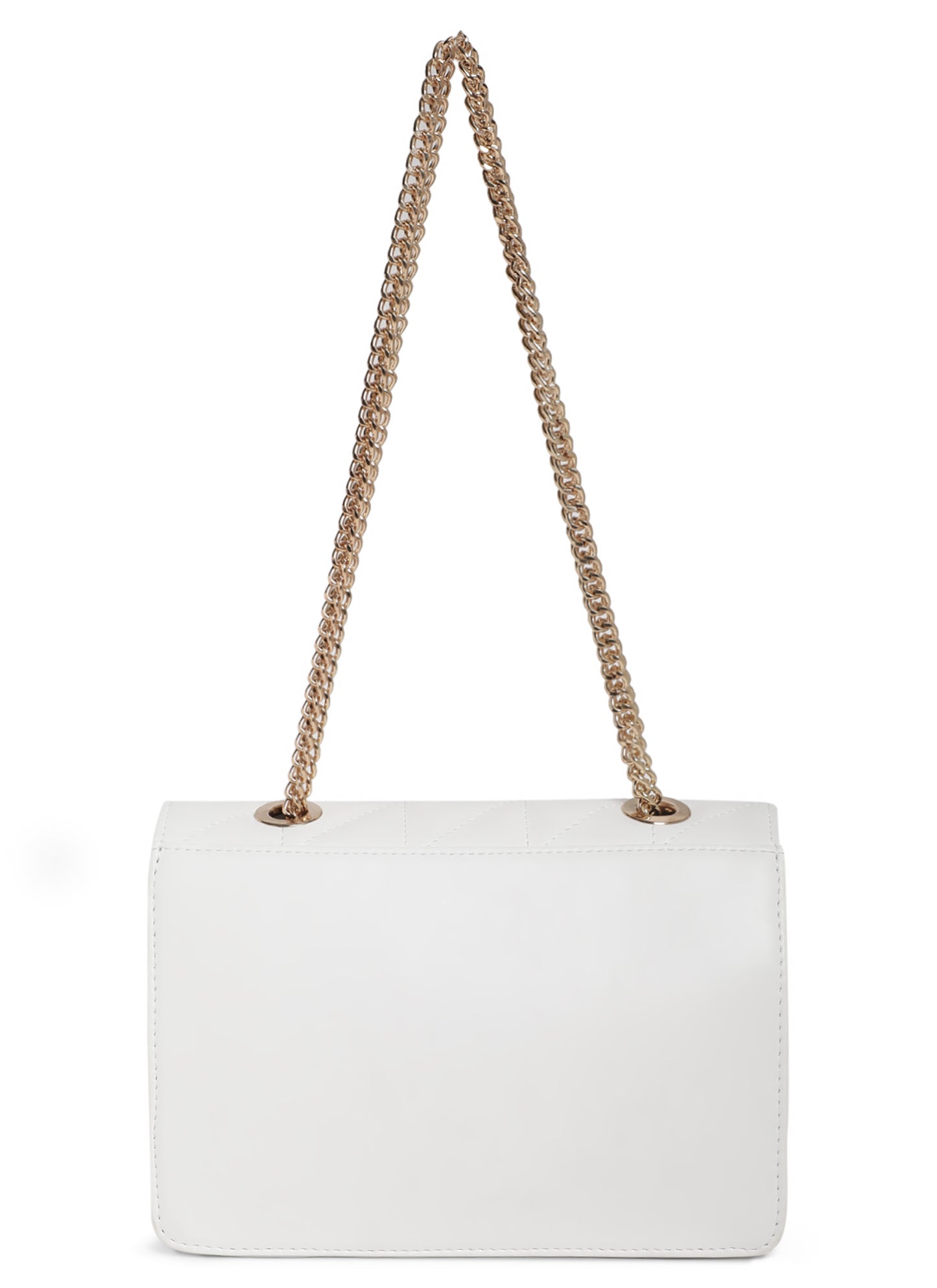 White Quilted Double Chain Shoulder and Sling Bag