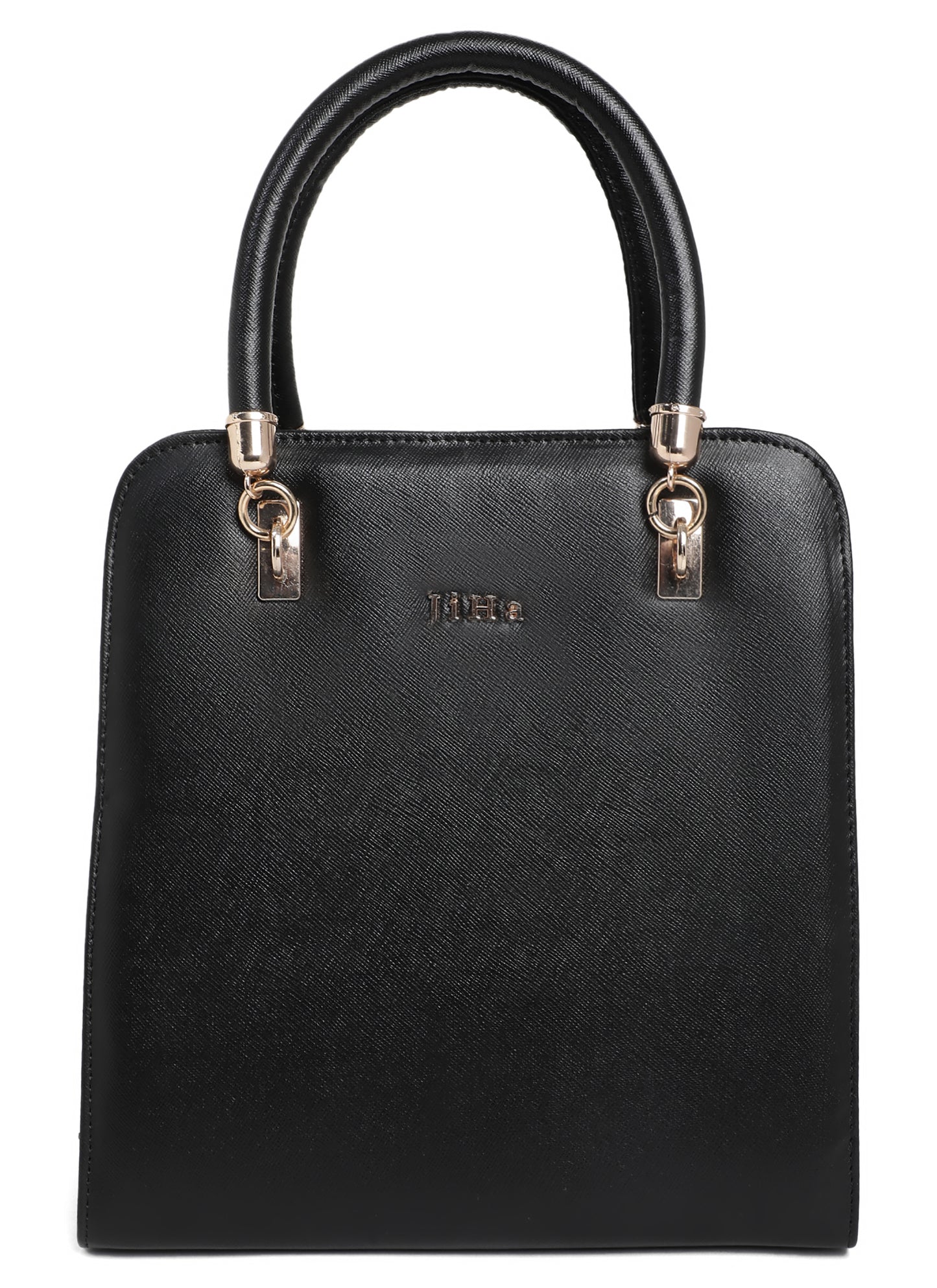 Jiha Faux Leather Black Box Satchel HandBag / Sling Bag