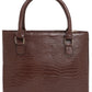 Jiha Brown Croc Pattern Satchel Handbag / Sling Bag