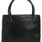 Jiha Black Croc Pattern Satchel Handbag / Sling Bag