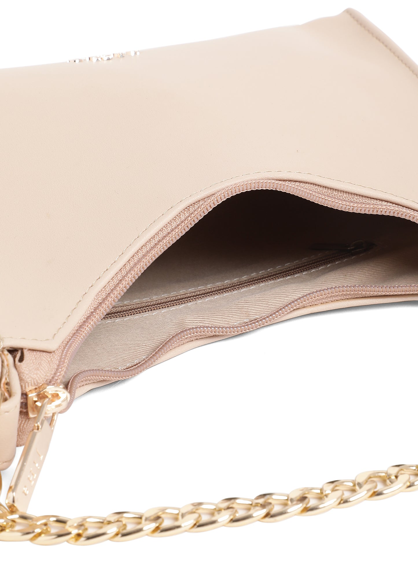 Beige Chain Baguette Shoulder Bag