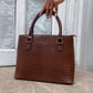 Jiha Brown Croc Pattern Satchel Handbag / Sling Bag