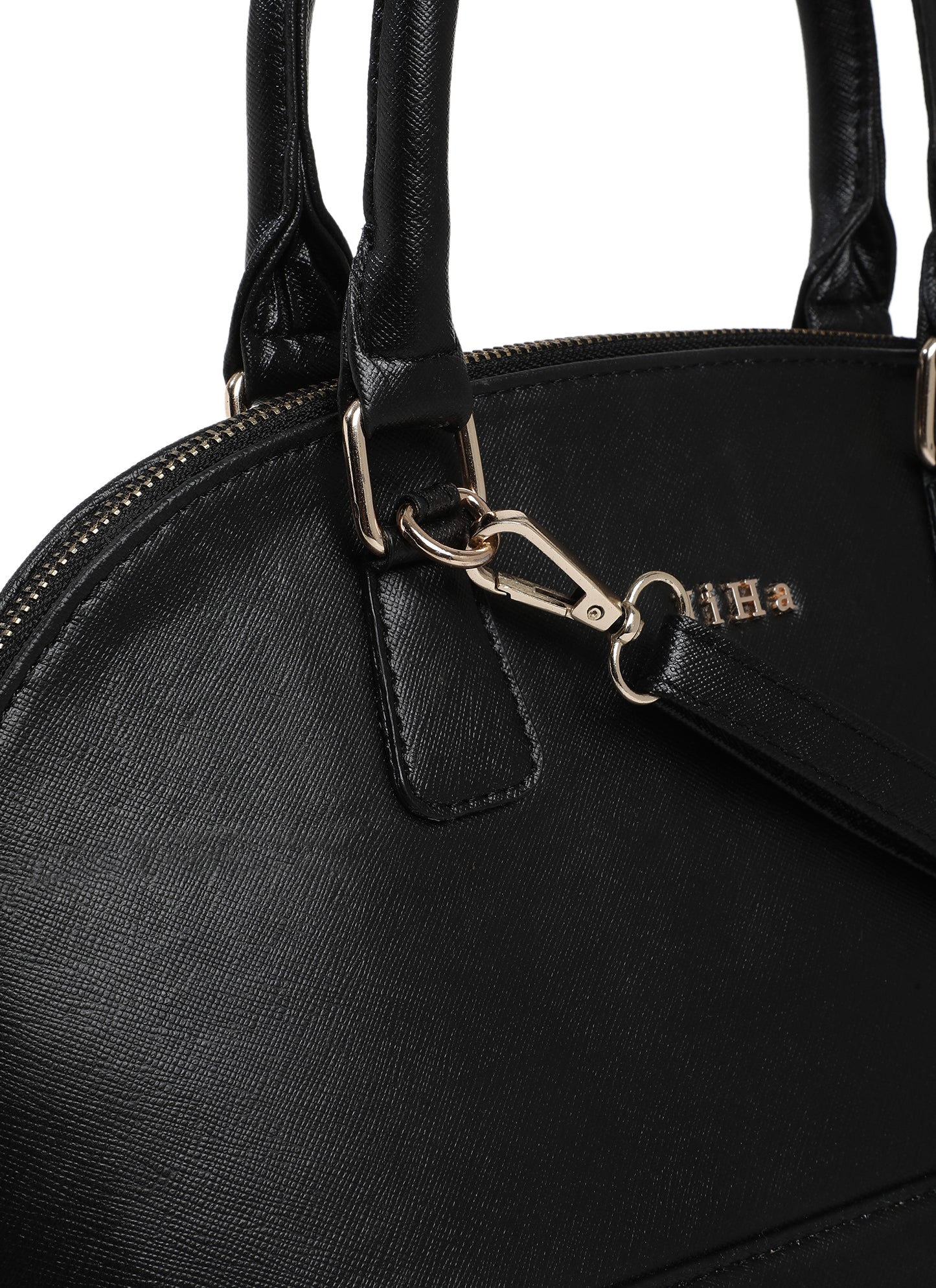 Jiha Faux Leather Black Satchel Hand Bag/ Sling Bag