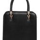 Jiha Faux Leather Black Box Satchel HandBag / Sling Bag