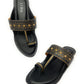 Black Gold Stone Kohlapuri Chappal