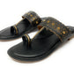 Black Gold Stone Kohlapuri Chappal