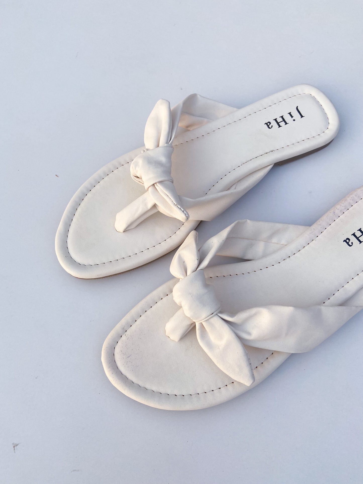 White Knot Flats Slider Sandals