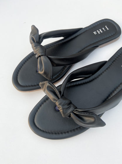 Black Knot Flats Slider Sandals