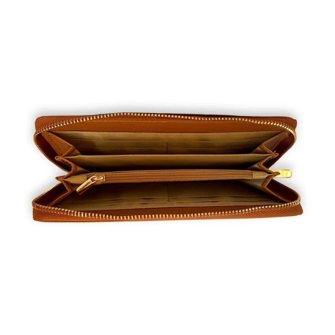 Jiha Tan Faux Leather Premium Long Wallet