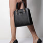 Jiha Faux Leather Black Box Satchel HandBag / Sling Bag