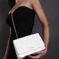 White Quilted Double Chain Shoulder and Sling Bag