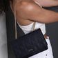 Dark Blue Quilted Double Chain Shoulder and Sling Bag